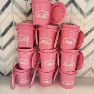 NWT Set Of 10 Lowe’s Mini Bucket Pink .4 Qt W/ Lid RARE Color Food Grade
